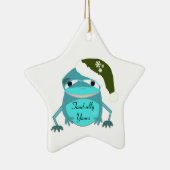 Grappige Pad in een Kerstman Hoed Keramisch Ornament (Rechts)