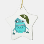 Grappige Pad in een Kerstman Hoed Keramisch Ornament (Links)