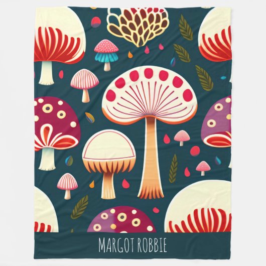 Grappige paddenstoel Rood Wit Waterverf Patroon Fleece Deken (Voorkant)