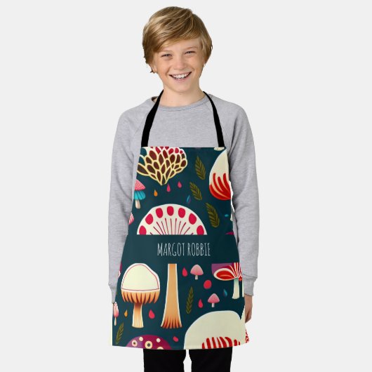 Grappige paddenstoel Rood Wit Waterverf Patroon Schort (Gedragen)