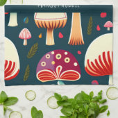 Grappige paddenstoel Rood Wit Waterverf Patroon Theedoek (Gevouwen)