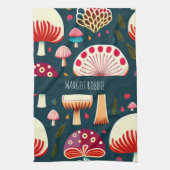 Grappige paddenstoel Rood Wit Waterverf Patroon Theedoek (Verticaal)