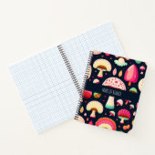 Grappige paddenstoel roze blauw isometrisch patroo notitieboek (Binnen)