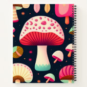 Grappige paddenstoel roze blauw isometrisch patroo notitieboek (Achterkant)