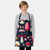 Grappige paddenstoel roze blauw isometrisch patroo schort (Gedragen)