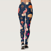 Grappige paddenstoel roze blauw Waterverf patroon Leggings (Achterkant)