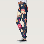 Grappige paddenstoel roze blauw Waterverf patroon Leggings (Links)