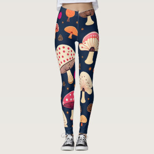Grappige paddenstoel roze blauw Waterverf patroon Leggings