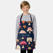 Grappige paddenstoel roze blauw Waterverf patroon Schort (Gedragen)