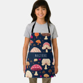 Grappige paddenstoel roze blauw Waterverf patroon Schort (Insitu)