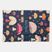 Grappige paddenstoel roze blauw Waterverf patroon Theedoek (Horizontaal)