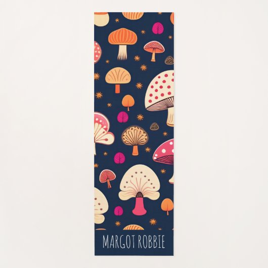 Grappige paddenstoel roze blauw Waterverf patroon Yogamat (Voorkant)