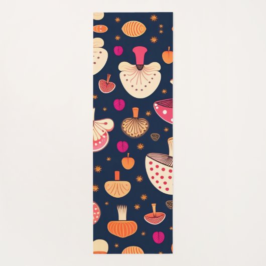 Grappige paddenstoel roze blauw Waterverf patroon Yogamat (Achterkant)