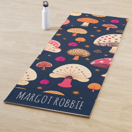 Grappige paddenstoel roze blauw Waterverf patroon Yogamat