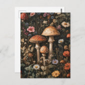 Grappige paddenstoelen en wilde bloemen botanisch briefkaart (Voorkant / Achterkant)