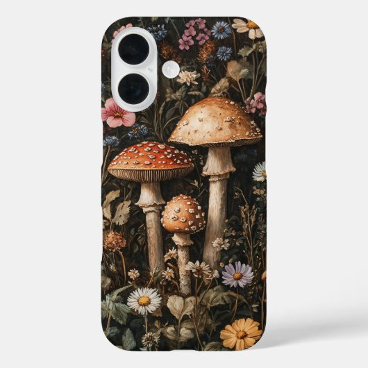 Grappige paddenstoelen en wilde bloemen botanisch Case-Mate iPhone case (Achterkant)