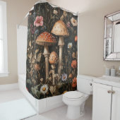 Grappige paddenstoelen en wilde bloemen botanisch douchegordijn (In situ)