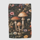 Grappige paddenstoelen en wilde bloemen botanisch golfhanddoek (Voorkant)