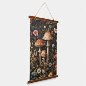 Grappige paddenstoelen en wilde bloemen botanisch hangend wandkleed (Gebogen)