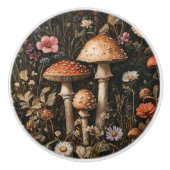 Grappige paddenstoelen en wilde bloemen botanisch keramische knop (Voorkant)