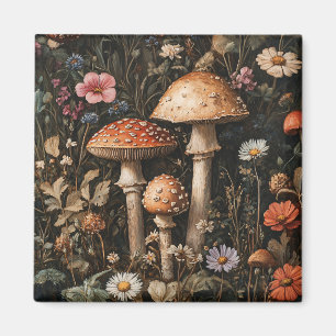 Grappige paddenstoelen en wilde bloemen botanisch magneet
