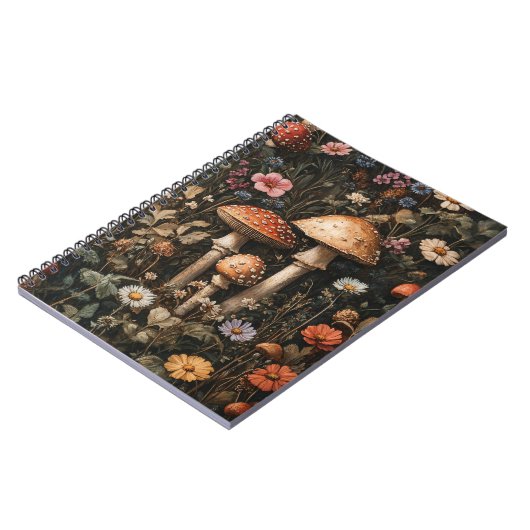 Grappige paddenstoelen en wilde bloemen botanisch notitieboek (Linkerzijde)