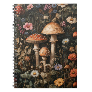 Grappige paddenstoelen en wilde bloemen botanisch notitieboek