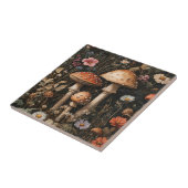 Grappige paddenstoelen en wilde bloemen botanisch tegeltje (Zijkant)