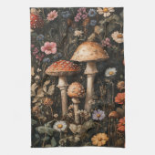 Grappige paddenstoelen en wilde bloemen botanisch theedoek (Verticaal)
