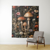 Grappige paddenstoelen en wilde bloemen botanisch wandkleed (In situ)