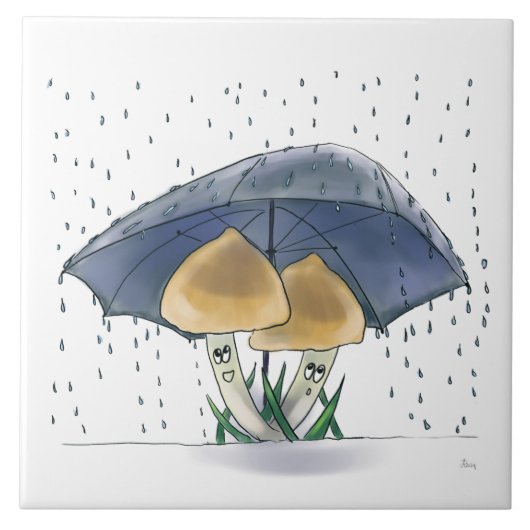 Grappige paddenstoelen tegel tegeltje (Voorkant)