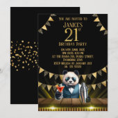 Grappige Panda 21e Verjaardagsuitnodiging Kaart (Voorkant / Achterkant)