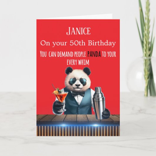 Grappige Panda 50e Verjaardagskaart Kaart (Voorkant)