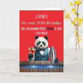 Grappige Panda 50e Verjaardagskaart Kaart (Gele Bloem)
