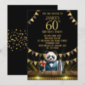 Grappige Panda 60e Verjaardagsfeest Uitnodiging (Voorkant / Achterkant)