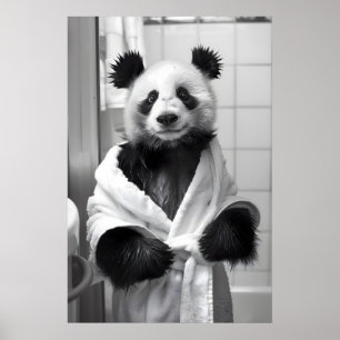 Grappige Panda-badjasprint Quirky badkamer muur Poster