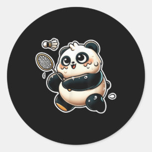 Grappige panda die badminton speelt Schattige spor Ronde Sticker