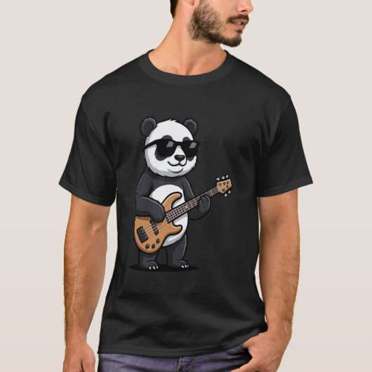 Grappige panda die basgitaar speelt t-shirt (Voorkant)