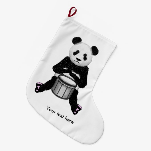 Grappige Panda die drums speelt Grote Kerstsok (Voorkant (Hangend))