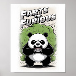 Grappige panda die een scheet laat op een witte on poster