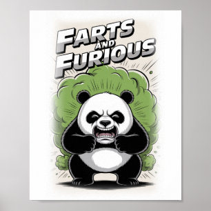 Grappige panda die een scheet laat op een witte on poster