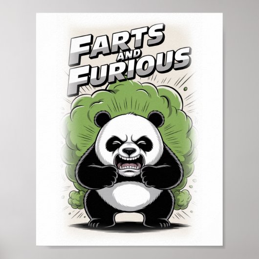 Grappige panda die een scheet laat op een witte on poster (Voorkant)
