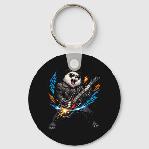Grappige panda die gitaarrock en roll speelt voor sleutelhanger