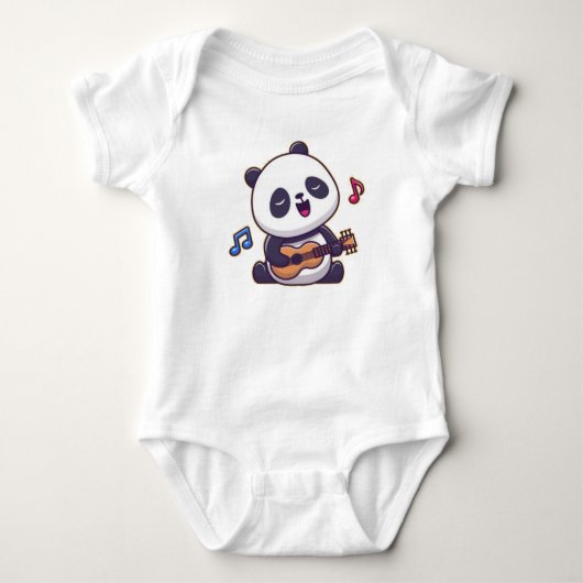 Grappige panda die muziek speelt, Mooie panda, Pan Romper (Voorkant)