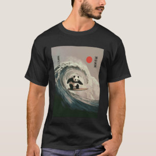 Grappige panda die surft met Japanse golf meme hum T-shirt