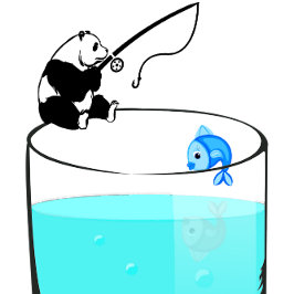 Grappige panda die vist in een glas water t-shirt
