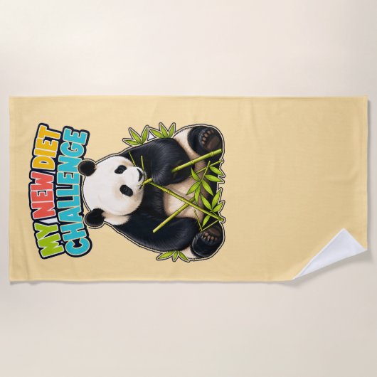 Grappige Panda Dieet Uitdaging Strandhanddoek Strandlaken (Voorkant)