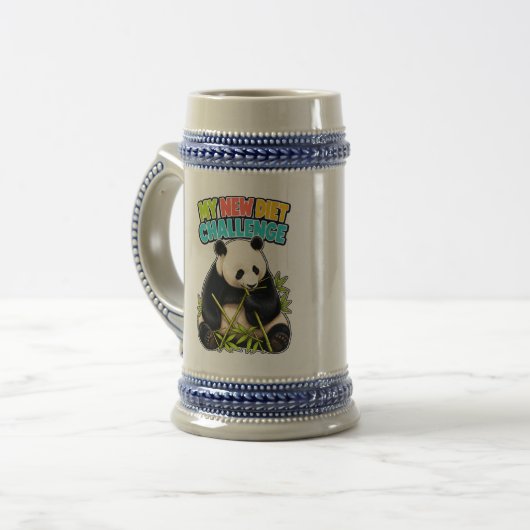 Grappige Panda Dieet Uitdaging Vader Stein Bierpul (Voorkant links)