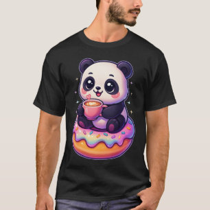 Grappige Panda Donut Koffie Kawaii Dier Schattig C T-shirt