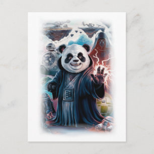 Grappige Panda-filmkarakter op een witte Feestdagenkaart